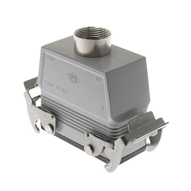 Mencom CVAV-16G21 Standard, Rectangular Hood, size 77.27, V-Type, Double Latch, Top PG21 cable entry, High Construction | American Cable Assemblies