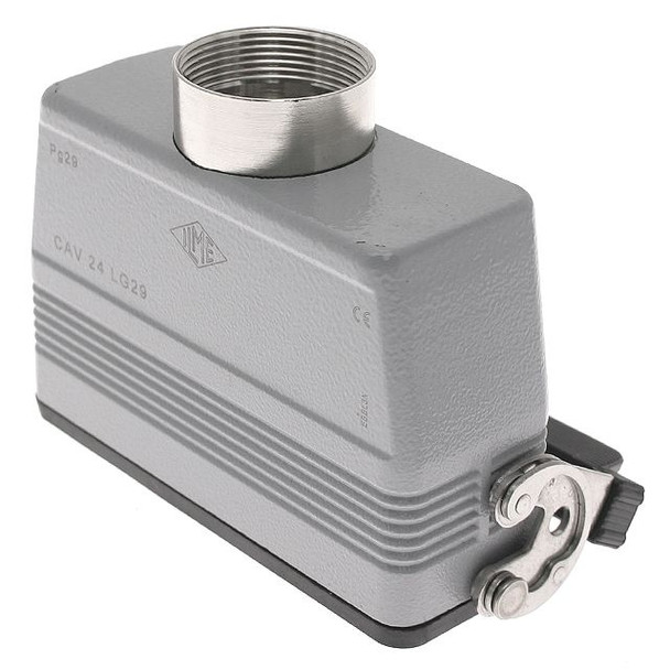 Mencom CAV-24LG29 Standard, Rectangular Hood, size 104.27, Single Latch with gasket, Top PG29 cable entry, High Construction | American Cable Assemblies