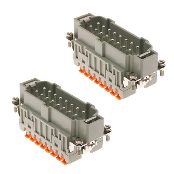 Mencom CSHM-16-16N Standard, CSH series, Kitted, Male Rectangular Inserts, size 77.27, 16 pin, 16 amp, Squich Spring | American Cable Assemblies
