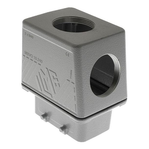 Mencom MBVO-10.240 Big Rectangular Hood, size 57.27, 4 Pegs, 2 x Top and Side M40 cable entry | American Cable Assemblies