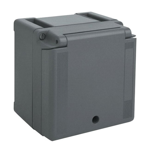 Mencom TM-1414-GB TM Series, Plastic Junction Box with Hinged Cover, RAL 7012 Grey, 145mm x 144mm x 120mm, IK10 Impact Protection Rating | American Cable Assemblies