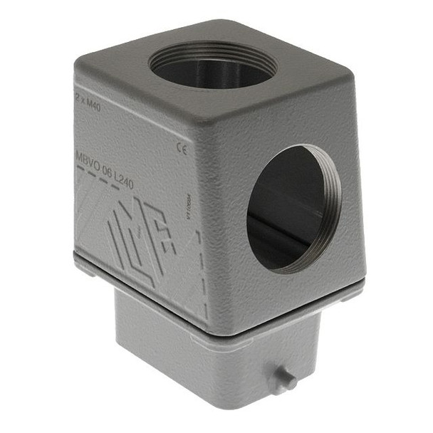 Mencom MBVO-06L240 Big Rectangular Hood, size 44.27, 2 Pegs, 2 x Top and Side M40 cable entry | American Cable Assemblies