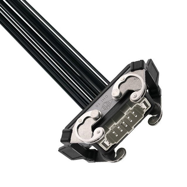 Mencom IRCD-10NM-140-010 Pre-wired Male Rectangular Receptacles, 10 Pole, Double Latch, 14 awg, 1M, Squich Spring | American Cable Assemblies