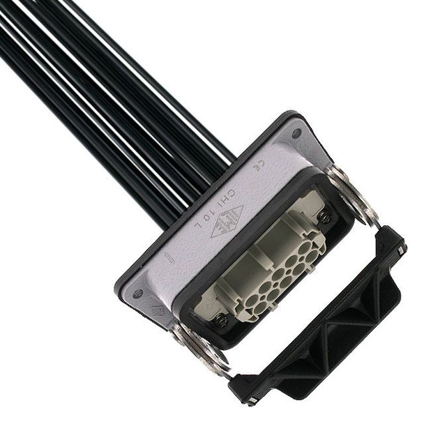 Mencom IRCL-10NF-140-010 Pre-wired Female Rectangular Receptacles, 10 Pole, Single Latch, 14 awg, 1M, Squich Spring | American Cable Assemblies