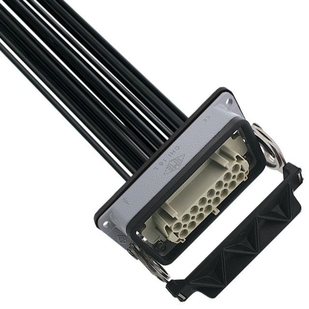 Mencom IRCL-16NF-140-010 Pre-wired Female Rectangular Receptacles, 16 Pole, Single Latch, 14 awg, 1M, Squich Spring | American Cable Assemblies
