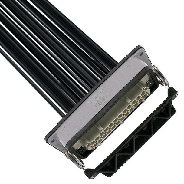 Mencom IRCL-24NF-160-020 Pre-wired Female Rectangular Receptacles, 24 Pole, Single Latch, 16 awg, 2M, Squich Spring | American Cable Assemblies