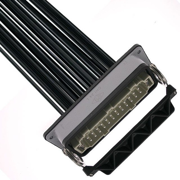 Mencom IRCL-24NM-140-020 Pre-wired Male Rectangular Receptacles, 24 Pole, Single Latch, 14 awg, 2M, Squich Spring | American Cable Assemblies