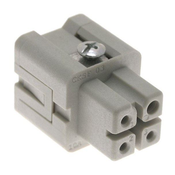 Mencom CKSF-03 Standard, CKS series, Female Rectangular Insert, size 21.21, 4 pin, 10 amp, Standard Spring | American Cable Assemblies