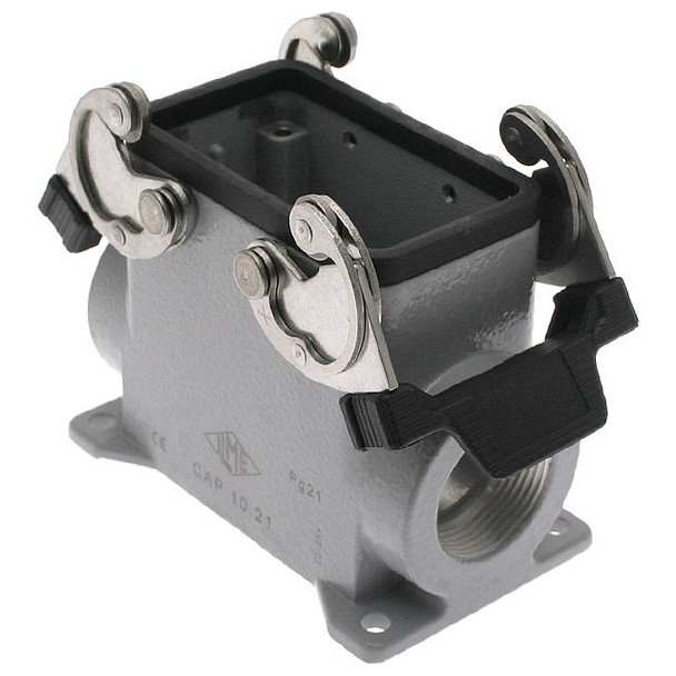 Mencom CMAP-03.21 Insulated, Rectangular Base, Double Latch, Surface mount, size 57.27, Side PG21 cable entry | American Cable Assemblies
