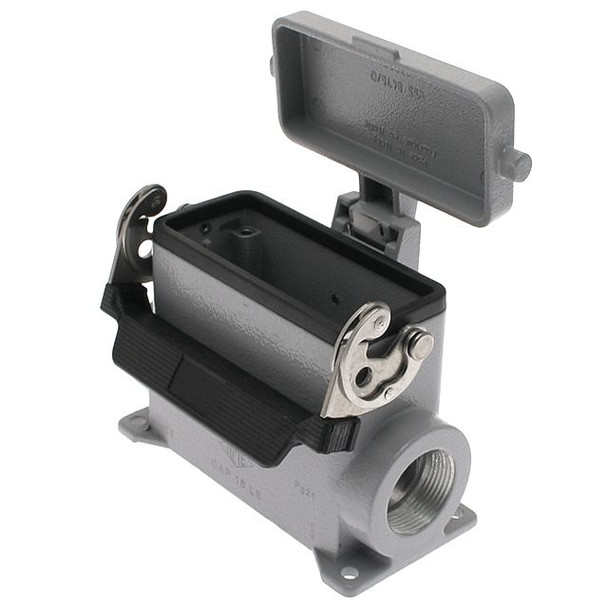 Mencom CMAP-06L2 Insulated, Rectangular Base, Single Latch, Surface mount, size 77.27, 2 Side PG21 cable entries, IP69K | American Cable Assemblies