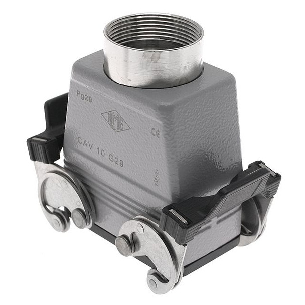 Mencom CMAV-03LG29 Insulated, Rectangular Hood, size 57.27, Single Latch with gasket, Top PG29 cable entry, High Construction | American Cable Assemblies