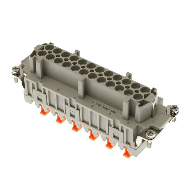 Mencom CMSHF-10 Standard, CMSH Series, Female Rectangular Insert, size 104.27, 10+2 (aux) pin, 16 amp, Squich Spring | American Cable Assemblies