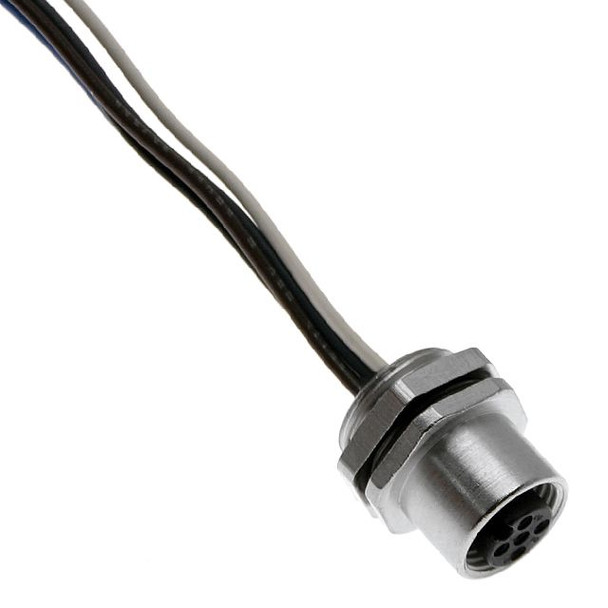 Mencom MEC-5FR-PG9 MEC, Receptacle, 5 Pole, Female Straight, 1 Foot, 22awg, 4A, PG9, Front Mount, Nickel Plated Brass | American Cable Assemblies