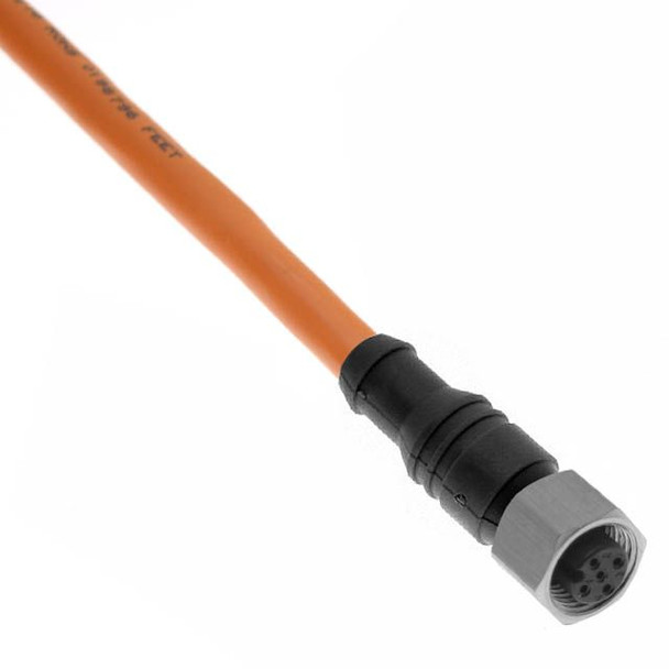 Mencom FFDC-4FPX-1M-SS Foundation Fieldbus, Cordset, Shielded Cable, Not shielded to coupling nut, 4 Pole, M12 Female Straight, 1M, 18awg, 4A, Orange, PVC | American Cable Assemblies