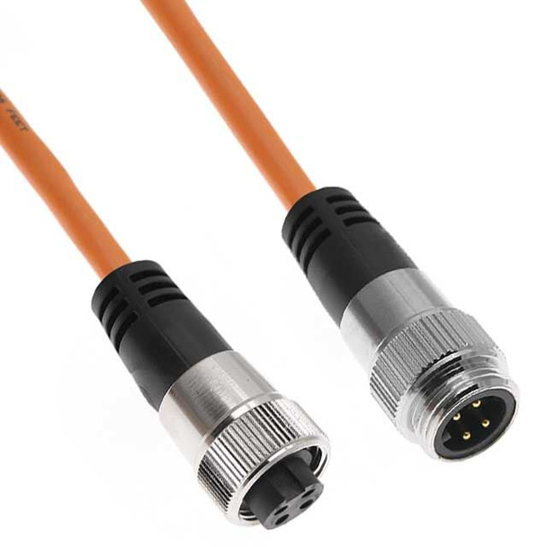 Mencom FFIN-4MFPX-20M-SS Foundation Fieldbus, Cordset, Shielded Cable, Not shielded to coupling nut, 4 Pole, 7/8UN2 Male Straight / Female Straight, 20M, 18awg, 8A, Orange, PVC | American Cable Assemblies