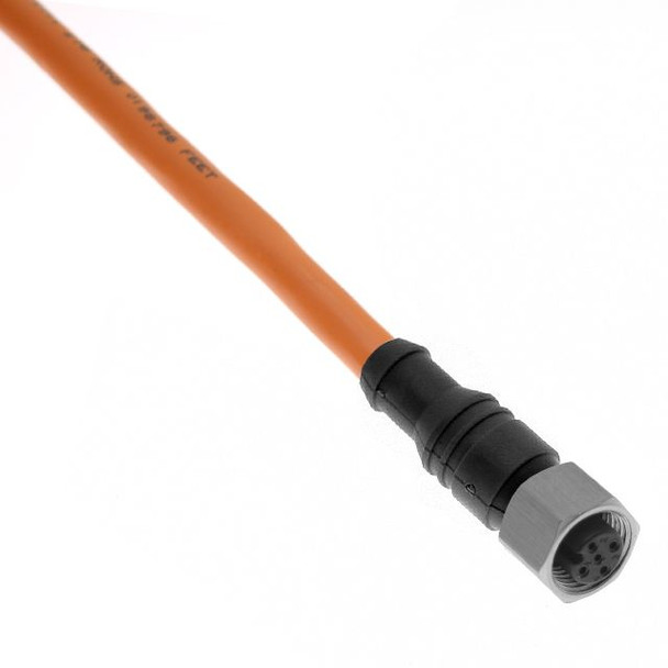 Mencom PBDC-4FPX-1M-SS Profibus PA, Cordset, Shielded Cable, Not shielded to coupling nut,4 Pole, M12 Female Straight, 1 Meter, 18awg, 4A, Orange, PVC, Stainless Steel | American Cable Assemblies