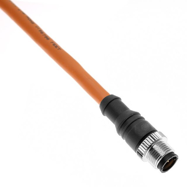 Mencom PBDC-4MPX-10M-SS Profibus PA, Cordset, Shielded Cable, Not shielded to coupling nut,4 Pole, M12 Male Straight, 10 Meters, 18awg, 4A, Orange, PVC, Stainless Steel | American Cable Assemblies