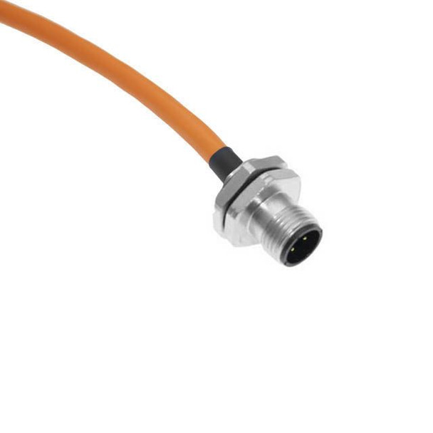 Mencom PBDC-4MR-PG9-2M-SS Profibus PA, Receptacle, 4 Pole, M12 Male Straight, 2 Meters, 18awg, 4A, PG9, Front Mount, Nickel Plated Brass | American Cable Assemblies