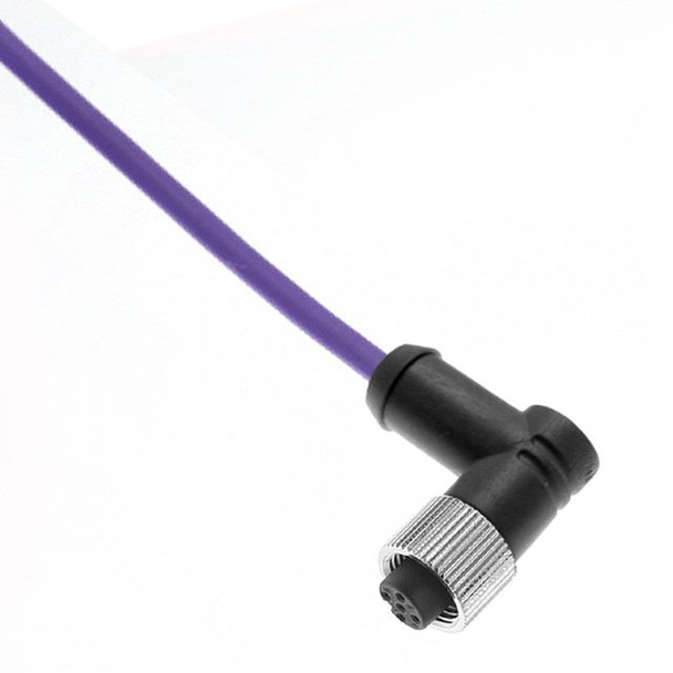 Mencom PBEC-3FP-4M-R Profibus DP, Cordset, Shielded Cable, Not shielded to coupling nut,3 Pole, Female Right Angle, 4 Meters, 22awg, 4A, Violet, PVC, Nickel Plated Brass | American Cable Assemblies