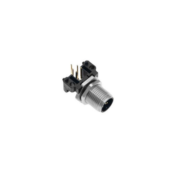 Mencom PBEC-5MR-PCB-R Profibus DP, Receptacle, 5 Pole, Male Right Angle, 4A, M12, PCB, Nickel Plated Brass | American Cable Assemblies