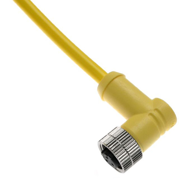 Mencom MACB-3FP-4M-R MAC, Shielded, Cordset, Shielded Cable, Not shielded to coupling nut, 3 Pole, Female Right Angle, 4M, 4A, Yellow, PVC | American Cable Assemblies