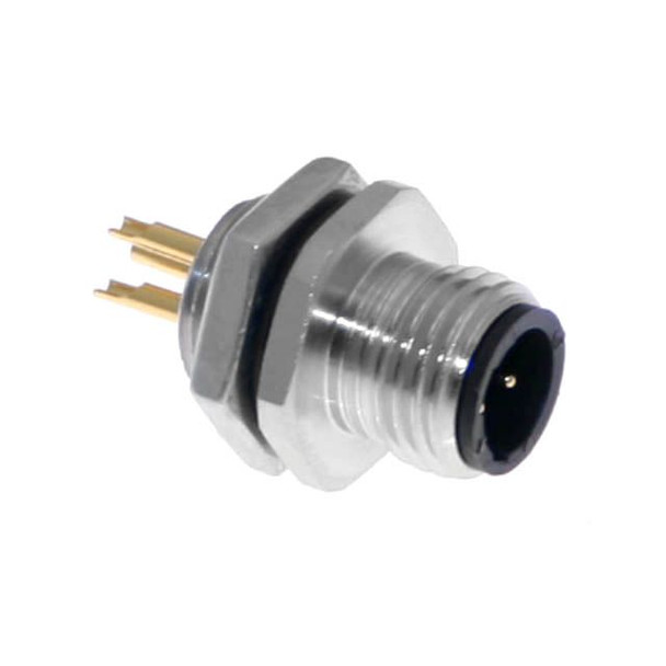 Mencom MAC-6MR-4-SC MAC, Solder Cup, Receptacle, 6 Pole, Male Straight, 4A, .25-NPT, Front Mount, Aluminum Clear Anodized | American Cable Assemblies