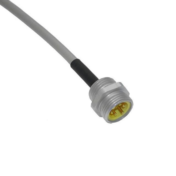 Mencom MINDD-5MR-2M DeviceNet Drop, 7/8UN2, Receptacle, 5 Pole, Male Straight, 2M, 22/24awg, 4A, .5-NPT, Front Mount, Aluminum Clear Anodized | American Cable Assemblies