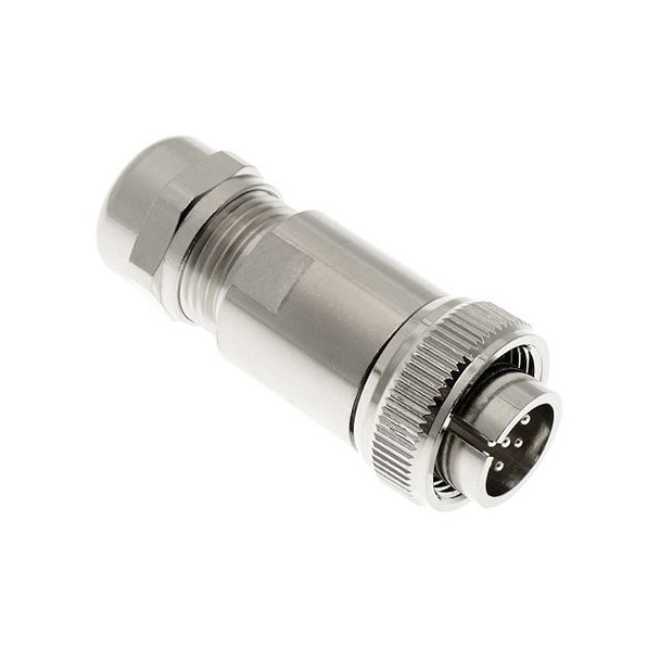 Mencom MS14S-5MP-FW20-SC MIL-Spec Size 14S-5, 5 Pole, Male Straight, Field Wireable, Nickel Plated Brass, 5-13mm | American Cable Assemblies