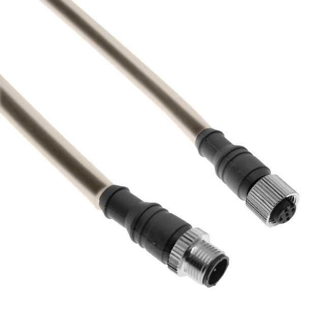 Mencom MDCWF-4MFP-4M-A50 MDC, Hi-Flex, Cordset, 4 Pole, Male Straight / Female Straight, 4M, 4A, Silicone Tube Covered, Black TPE Cable Inside, Nickel Plated Brass | American Cable Assemblies