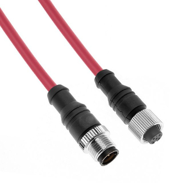 Mencom MDE45WB-4MFP-10M-RD Ethernet, Continuous Flex, Cordset, Shielded Cable, Not shielded to coupling nut,4 Pole, M12 D-Coded Male Straight / M12 D-Coded Female Straight, 10M, RED, TPE | American Cable Assemblies