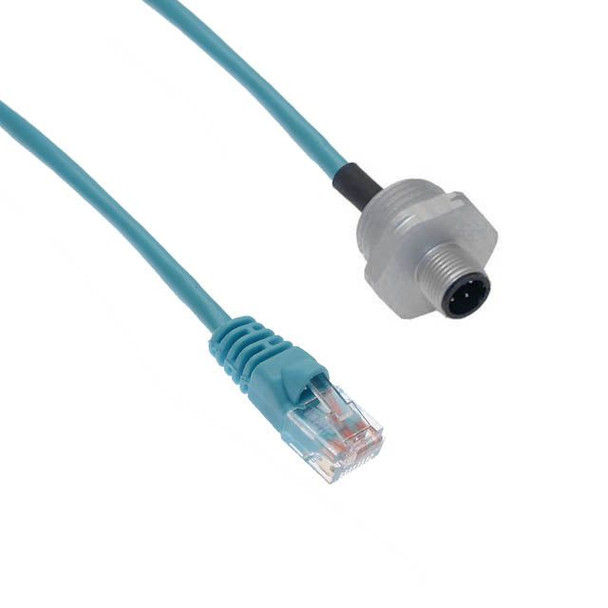 Mencom MDE45-4MR-RJ45-2-2M Ethernet, Receptacle, 4 Pole, M12 D-Coded Male Straight (IP69) / RJ45 Plug (IP20), 2M, .5-NPT, Front Mount, Aluminum | American Cable Assemblies