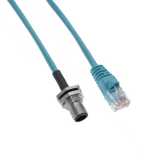 Mencom MDE45-4MR-RJ45-BM-0.3M Ethernet, Receptacle, 4 Pole, M12 D-Coded Male Straight (IP69) / RJ45 Plug (IP20), 0.3 M, PG9, Back Mount, Nickel Plated Brass | American Cable Assemblies
