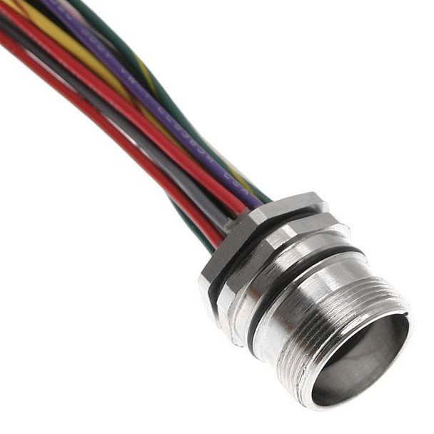 Mencom MCV-19FR-2M-18-M20 MCV, M23, Receptacle, 19 Pole, Female Straight, Discrete, 2M, 18awg, 10/1A or 9/2A, M20, Front Mount, Nickel Plated Brass | American Cable Assemblies