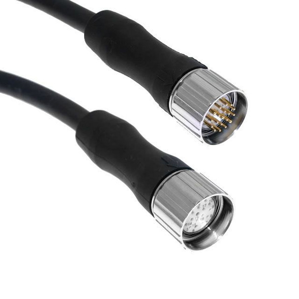 Mencom MCV-19MFPX-30M-C010 MCV, M23, Cordset, 19 Pole, Male Straight / Female Straight, 30M, 18awg, 10/1A or 9/2A, PVC, PLTC-ER, Black | American Cable Assemblies