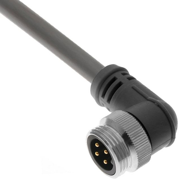 Mencom MINH-3MP-1M-R MIN Power Size I, Cordset, 3 Pole, Male Right Angle, 1m, 18A, Gray, PVC | American Cable Assemblies