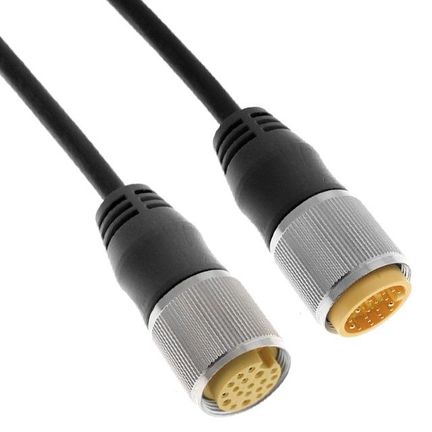 Mencom MINP-19MFP-2M MIN Size III, Cordset, Shielded Cable, Not shielded to coupling nut, 19 Pole, Male Straight / Female Straight, 2M, 18 & 22awg, 6A/1A or 4A/2A, Black, PUR | American Cable Assemblies