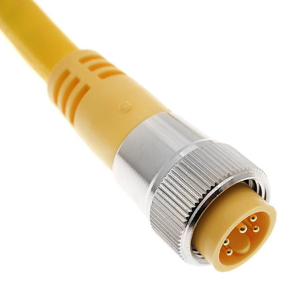 Mencom MIN-5MP-12 MIN Size I, Cordset, 5 Pole, Male Straight, 12 Ft, 8A, Yellow, PVC | American Cable Assemblies
