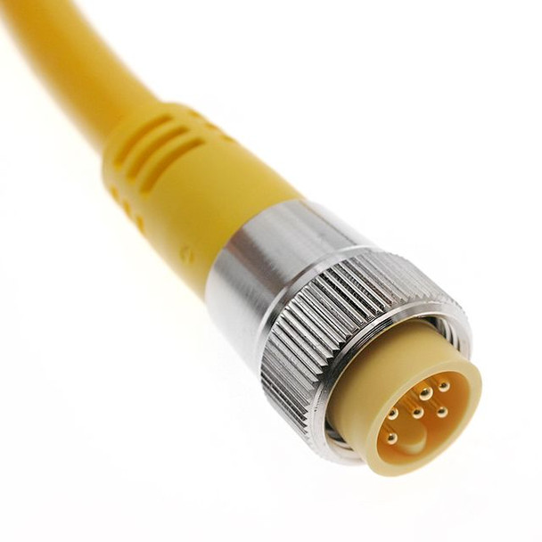 Mencom MIN-6MP-12 MIN Size I, Cordset, 6 Pole, Male Straight, 12 Ft, 8A, Yellow, PVC | American Cable Assemblies