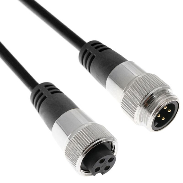 Mencom MIN-3MFPM-6-B MIN Size I, Cordset, 3 Pole, Male Straight with Male Thread / Female Straight, 6 Ft, 13A, Black, PVC | American Cable Assemblies