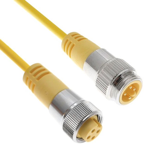 Mencom MINE-6MFPX-6M MIN Size I, Cordset, 6 Pole, Male Straight / Female Straight, 6M, 5.5A, Yellow, PVC, European | American Cable Assemblies