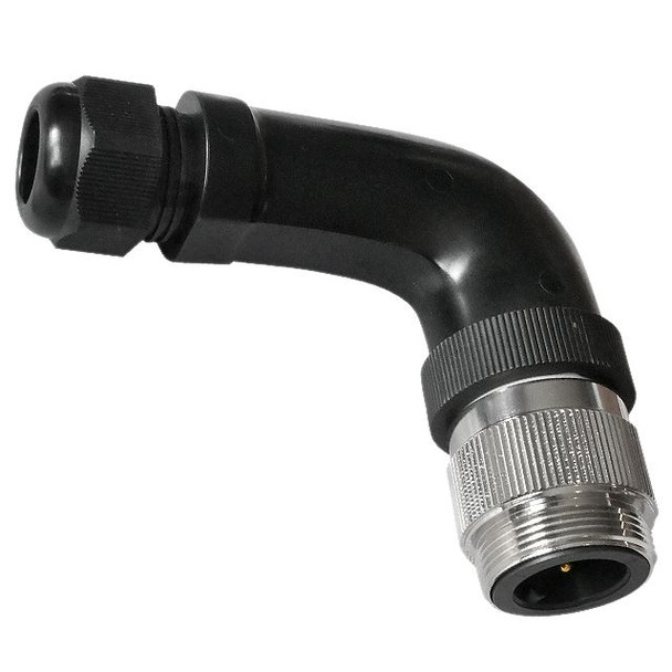 Mencom PMIN-3MP-FW-R MIN Power Distribution Series, 3 Pole, Male Right Angle, Field Wireable, Nickel Plated Brass, 12-18mm | American Cable Assemblies