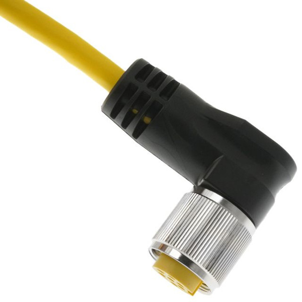 Mencom MIN-8FPX-12-R MIN Size II, Cordset, 8 Pole, Female Right Angle, 12 Ft, 5A, Yellow, PVC | American Cable Assemblies