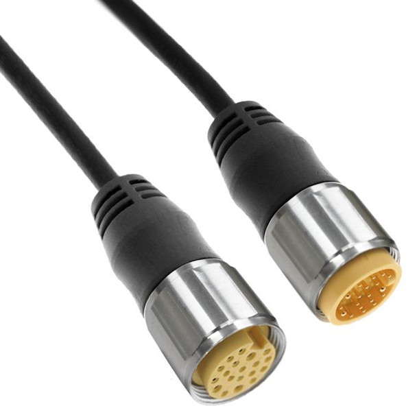 Mencom MINP-19MFP-2M-SS MIN Size III, Cordset, Shielded Cable, Not shielded to coupling nut, 19 Pole, Male Straight / Female Straight, 2M, 18 & 22awg, 6A/1A or 4A/2A, Black, PUR, Stainless Steel | American Cable Assemblies