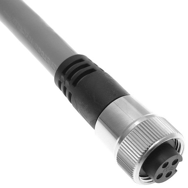 Mencom MINH-4FP-6M-SS MIN Power Size I, Cordset, 4 Pole, Female Straight, 6m, 15A, Gray, PVC, Stainless Steel | American Cable Assemblies