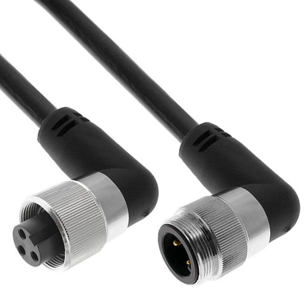 Mencom PMINW-30MFP-3M-R-C011 MIN Power Distribution Series, Cordset, 3 Pole, Male Right Angle-Female Right Angle, 3M, 10awg, 42A, Black, TPE, TC-ER, FT4 | American Cable Assemblies