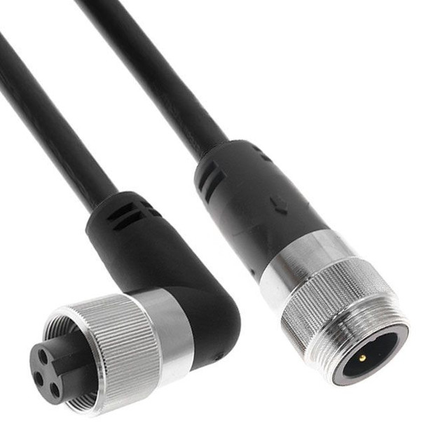 Mencom PMINW-34MFRP-20M-C011 MIN Power Distribution Series, Cordset, 3 Pole, Male Straight-Female Right Angle, 20M, 14awg, 30A, Black, TPE, TC-ER, FT4 | American Cable Assemblies