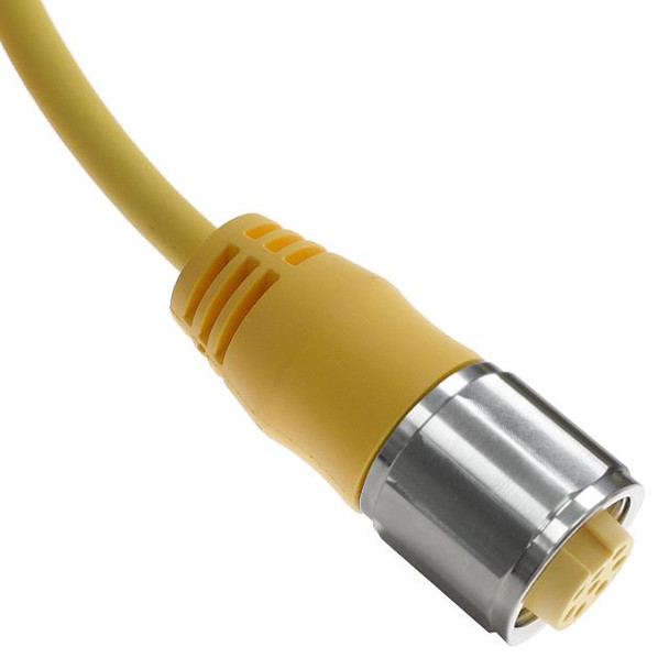 Mencom MINP-7MPX-12-SS MIN Size II, Cordset, 7 Pole, Male Straight, 12 Ft, 5A, Yellow, PUR, Stainless Steel | American Cable Assemblies