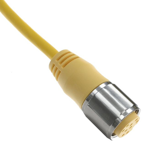 Mencom MINP-9FPX-12-SS MIN Size III, Cordset, 9 Pole, Female Straight, 12 Ft, 4A, Yellow, PUR, Stainless Steel | American Cable Assemblies