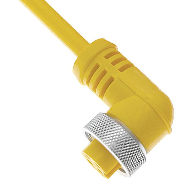 Mencom MIN-3FP-20-R-SS MIN Size I, Cordset, 3 Pole, Female Right Angle, 20 Ft, 13A, Yellow, PVC, Stainless Steel | American Cable Assemblies