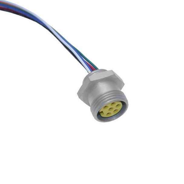 Mencom MIN-3FR-3-PG11 MIN Size I, Receptacle, 3 Pole, Female Straight, 3 Ft, 16awg, 10A, PG11, Front Mount, Aluminum Clear Anodized | American Cable Assemblies